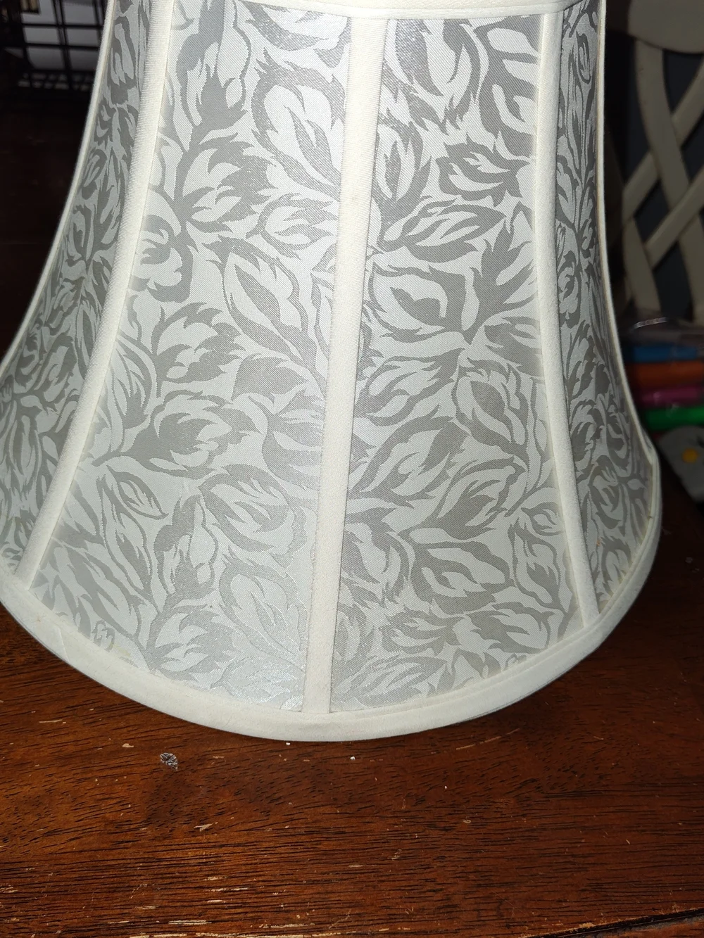 Source Unknown Silver Gray Floral Fabric Lantern Shade